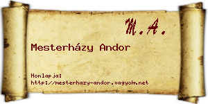 Mesterházy Andor névjegykártya